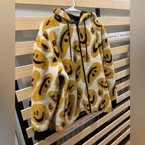 Lazy Oaf Squish Face (Happy Face / Smiley Face) Zip Through Fleece - Small